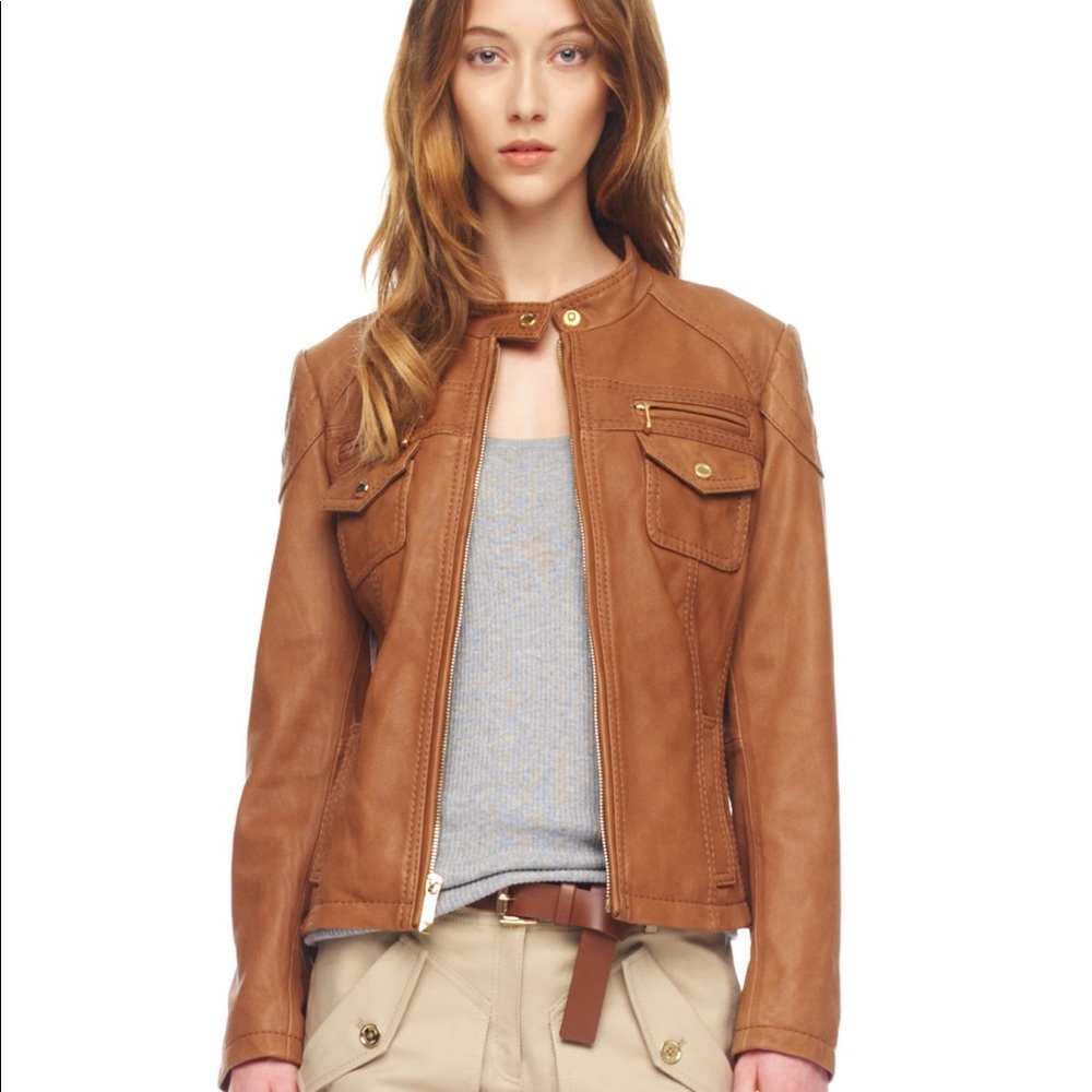 Michael Kors Tan Leather Jacket -Perfect Condition